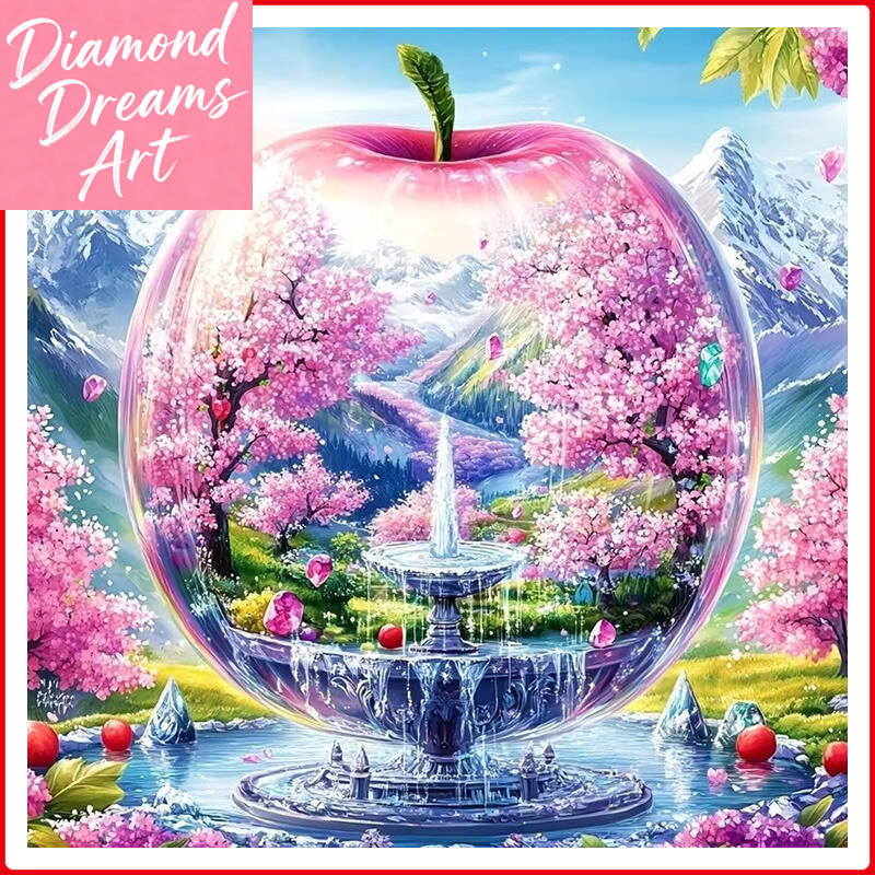 Embroidery Flower - Rahmenlos, Neu 2025 Diamant-Malerei Apfelblüten-Landschaftsbilder DIY