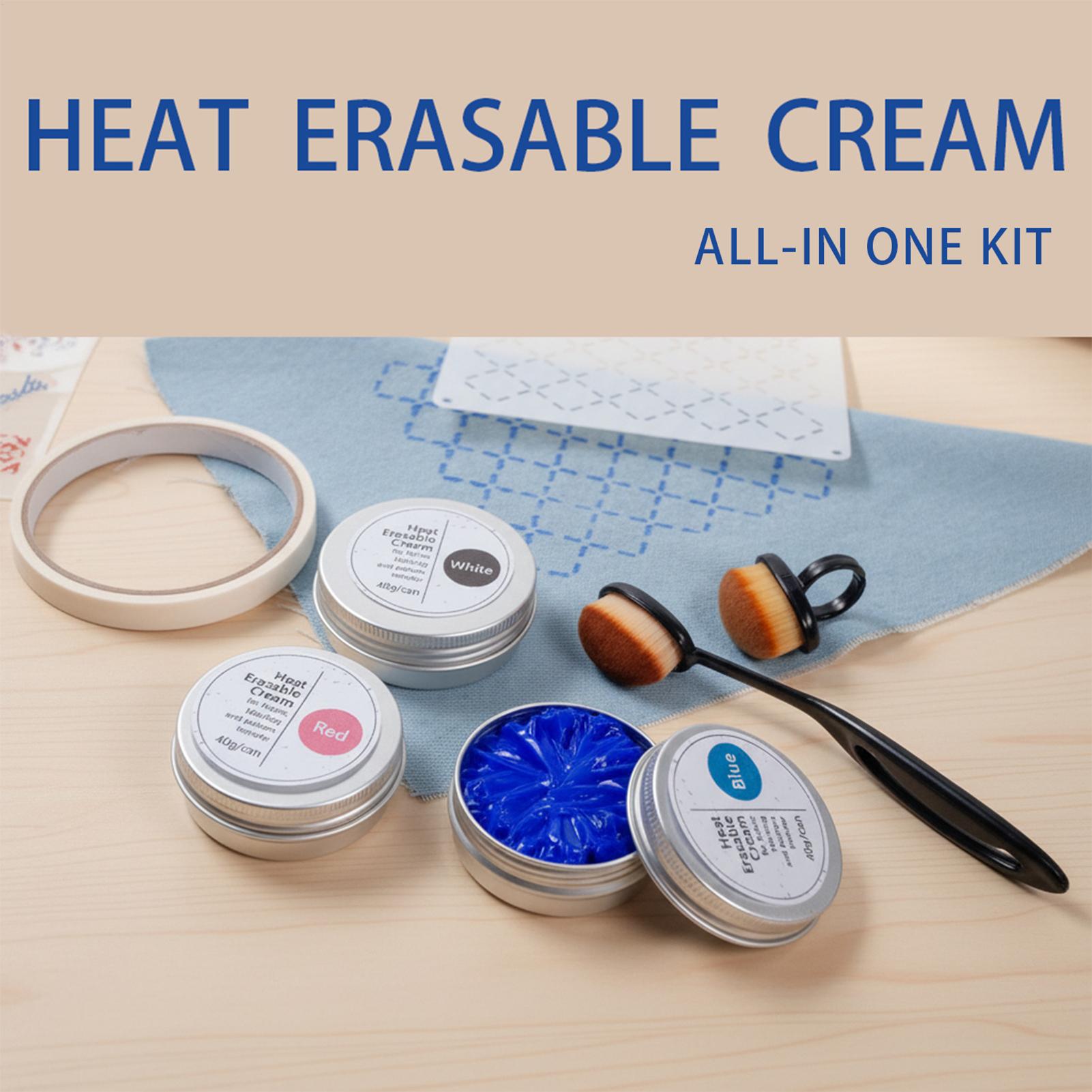 Embroidery Stitch - 40g/Dose Hitze-entfernbarer Stoffkreide-Transfer-Creme-Kit zum Aufbügeln von
