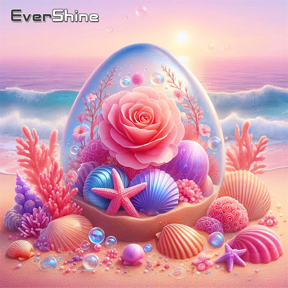 Embroidery Egg - EverShine Diamantmalerei Meereslandschaft Vollflächige Stickerei Rose