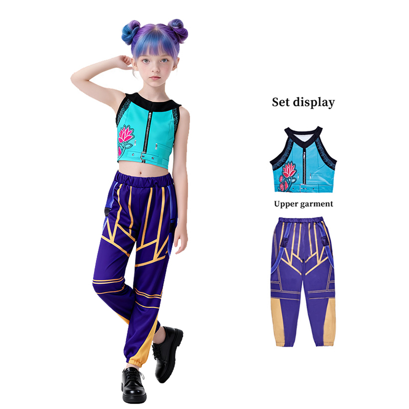 Embroidery Skirt - Halloween-Kostüm für Mädchen, Streetdance-Set, besticktes Oberteil