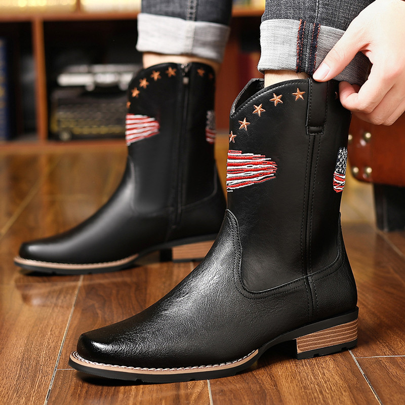 Embroidery Stitch - Neue Marken-Herrenstiefel mit Stickerei, Retro Handgefertigte