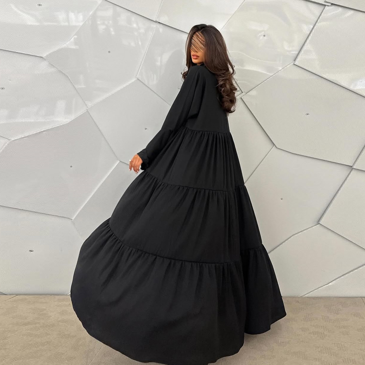 Embroidery Hijab - Muslimisches Hijab-Kleid für Damen, ausgestellte Ärmel,
