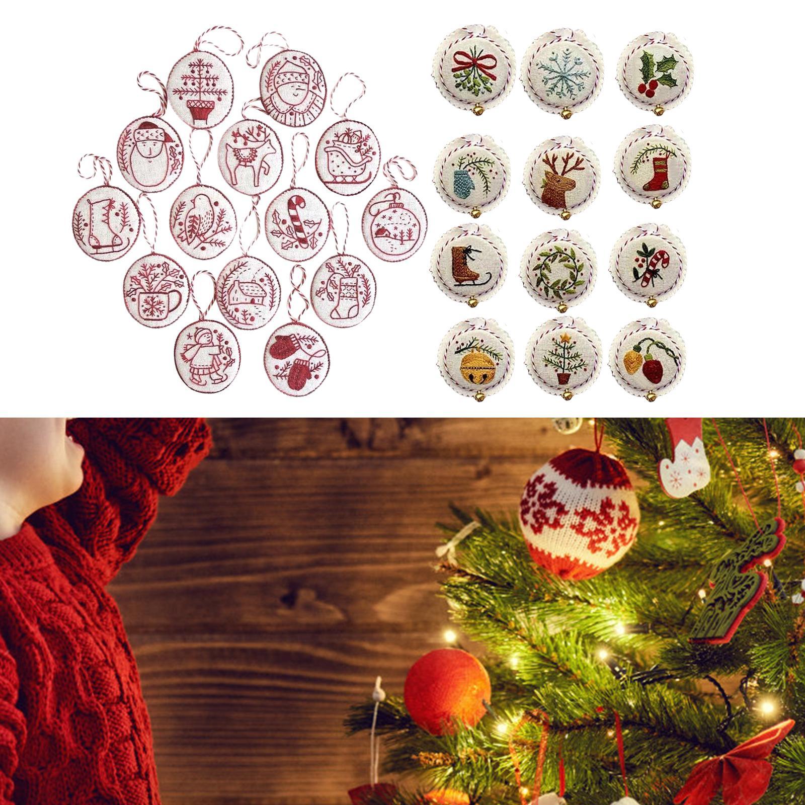 Embroidery Xmas Ornaments - Handgesticktes Weihnachtsornament-Set Weihnachtsdekoration für Zuhause, Verlobungen