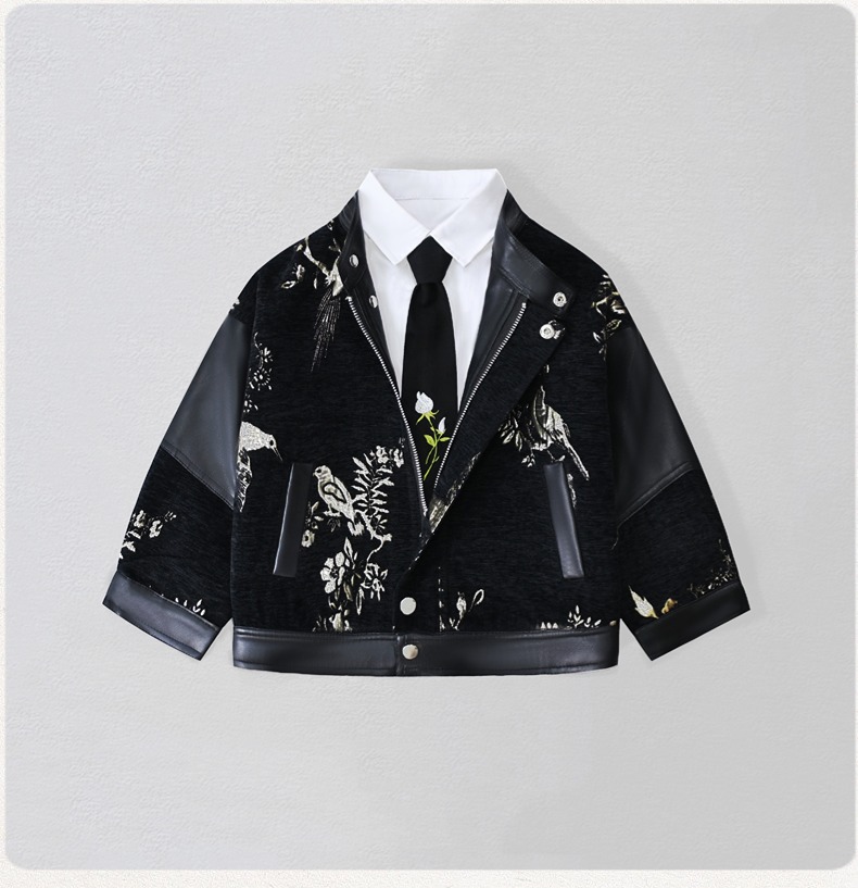 Embroidery Uniform - Gentleman Kinder Stickerei Motorrad Pu Lederjacke