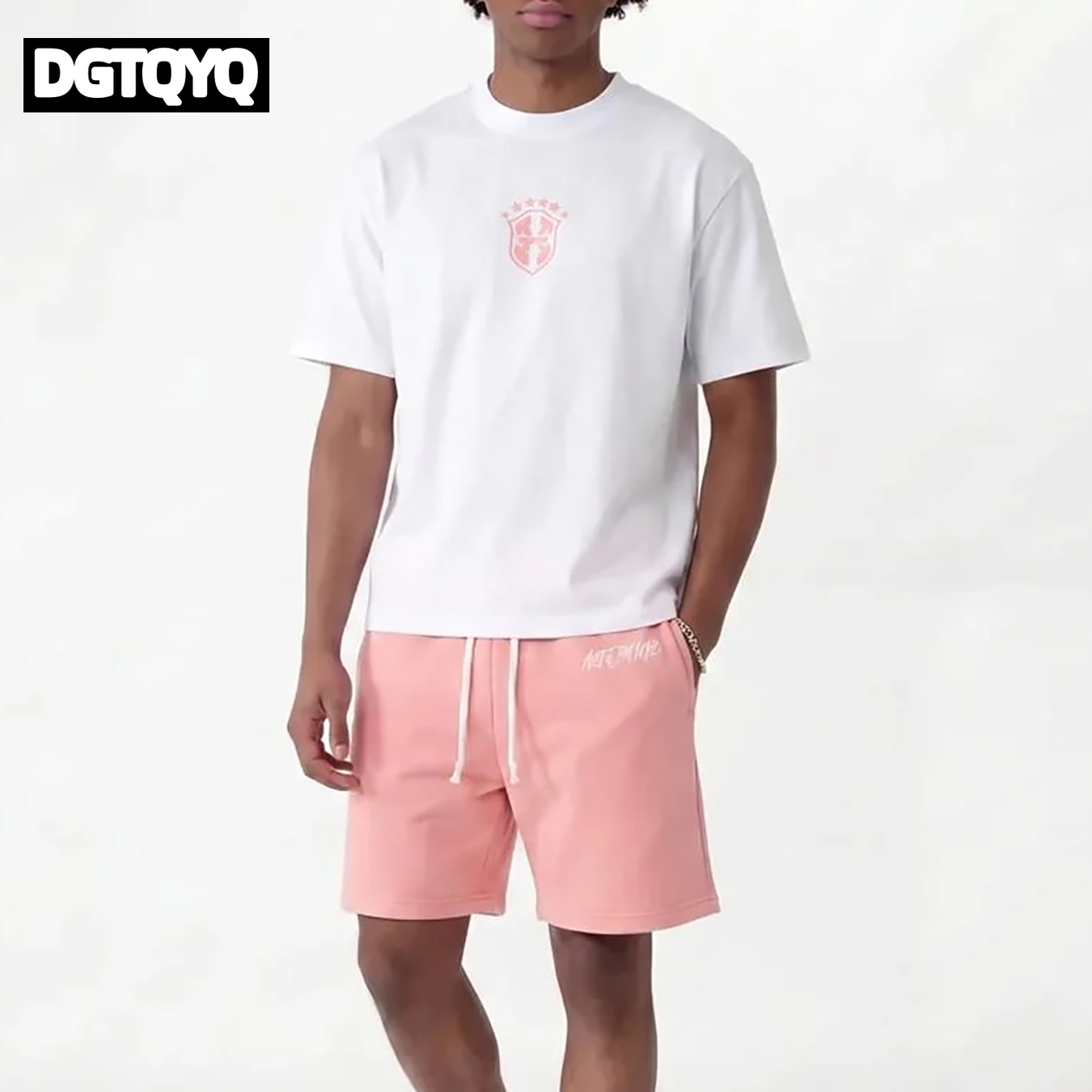 Embroidery On Shirt - Herren Sommer Neuheit: Rosa Bestickte Freizeitshorts,