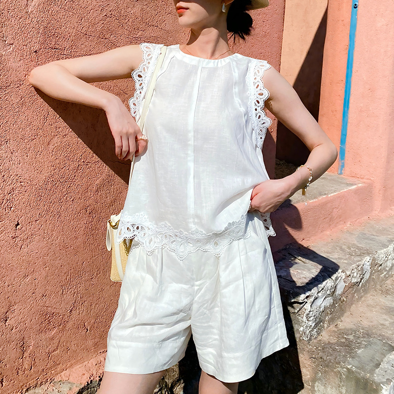 Embroidery On Shirt - Französischer Vintage-Tanktop-Blusen-Shirt für Damen aus Leinen,