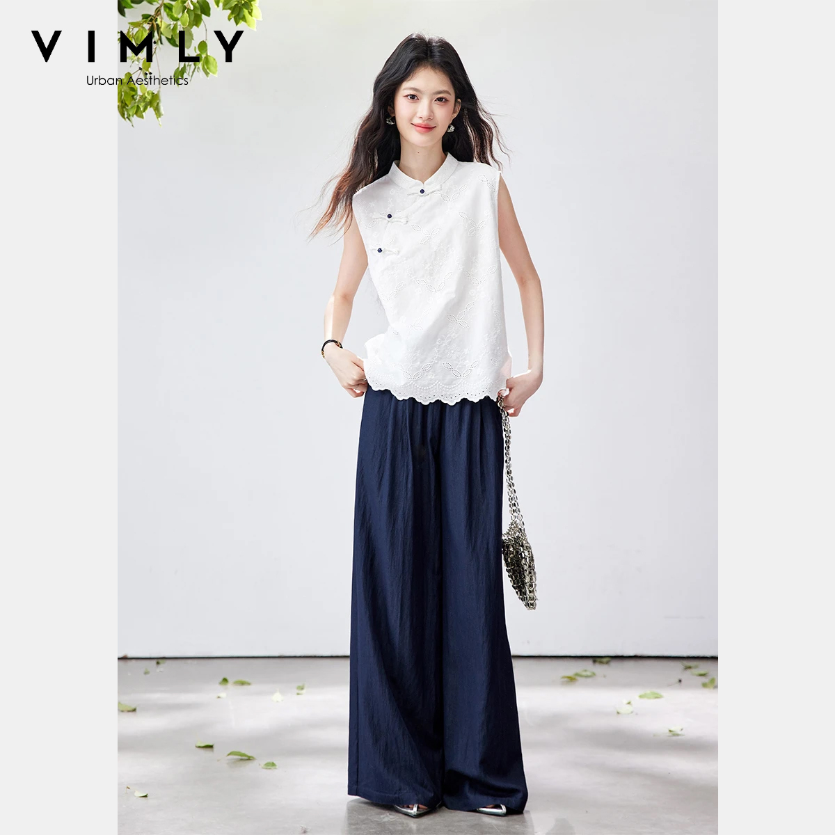 Embroidery Uniform - VIMLY Zweiteiliges Hosen-Set im chinesischen Stil