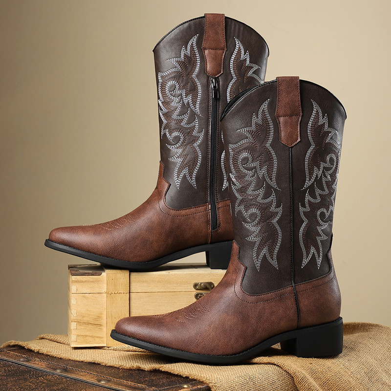 Embroidery Stitch - NEUE Herren Hohe Stiefel mit Stickerei