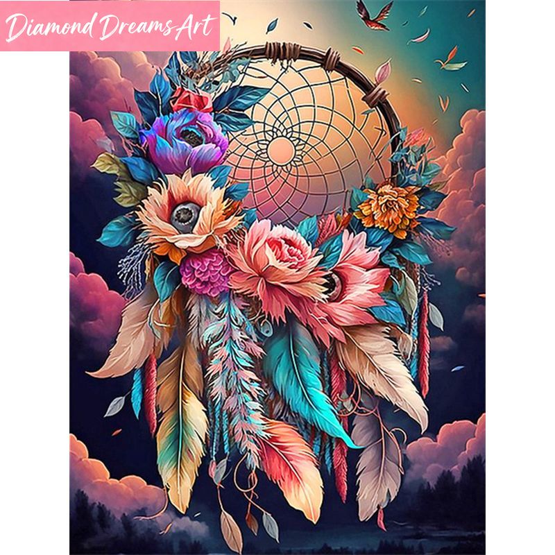 Embroidery Flower - Rahmenloses Diamant-Malerei Traumfänger Schmetterling Landschaft Stickerei