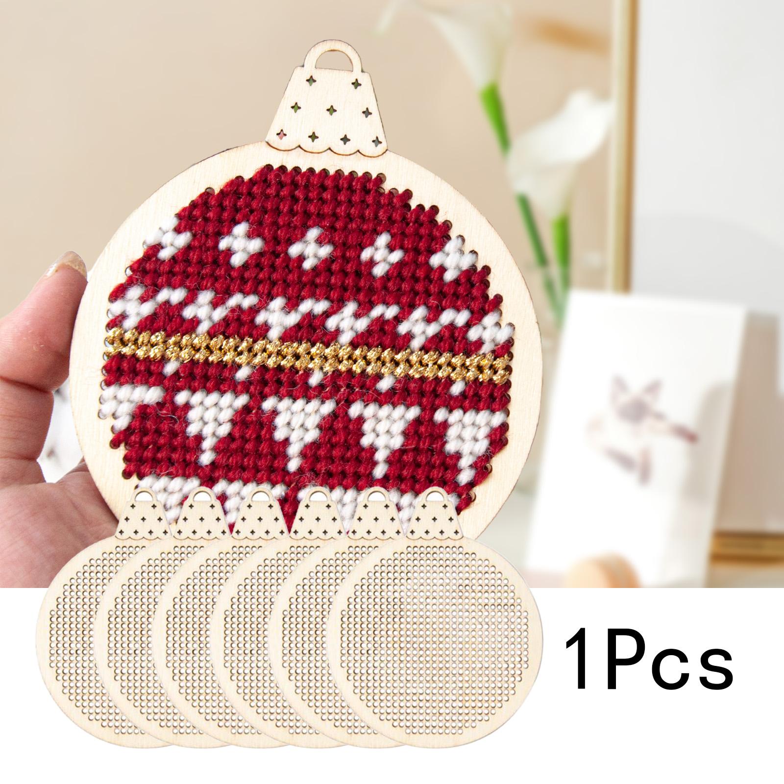 Embroidery Xmas Tree - 6x Holzscheiben DIY Stickerei für Weihnachtsfeier