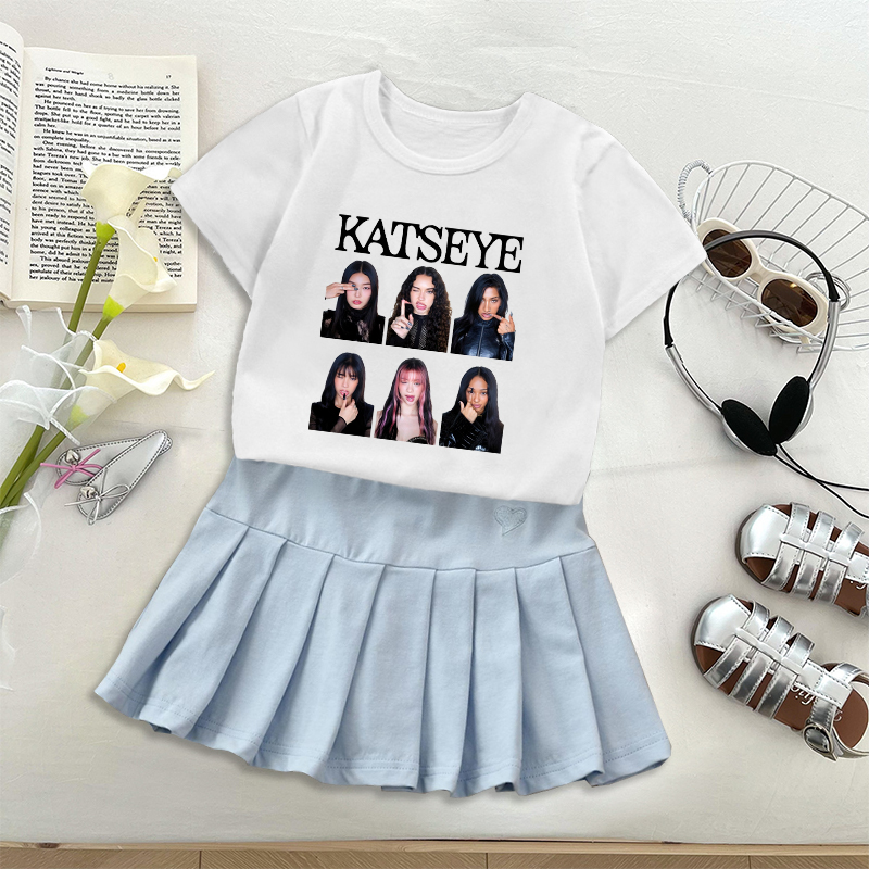 Mode K POP K-KATSEYE T-shirt F – Embroidery Skirt Bewertung und Preis