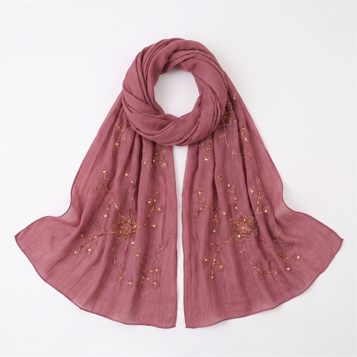 Modischer Crinkle-Hijab-Schal  – Embroidery Hijab Bewertung und Preis