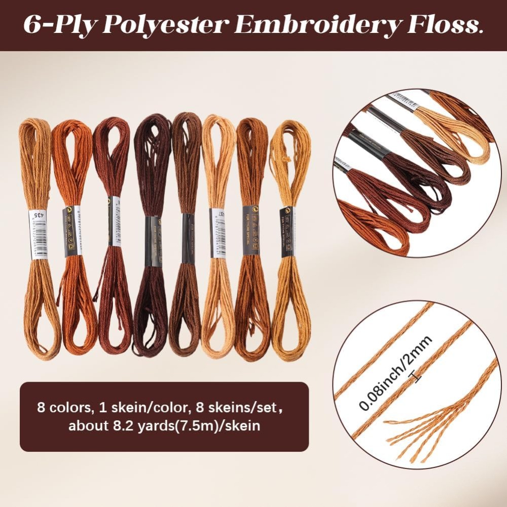 8 Stränge 6-fädiger brauner St – Embroidery Stitch Bewertung und Preis