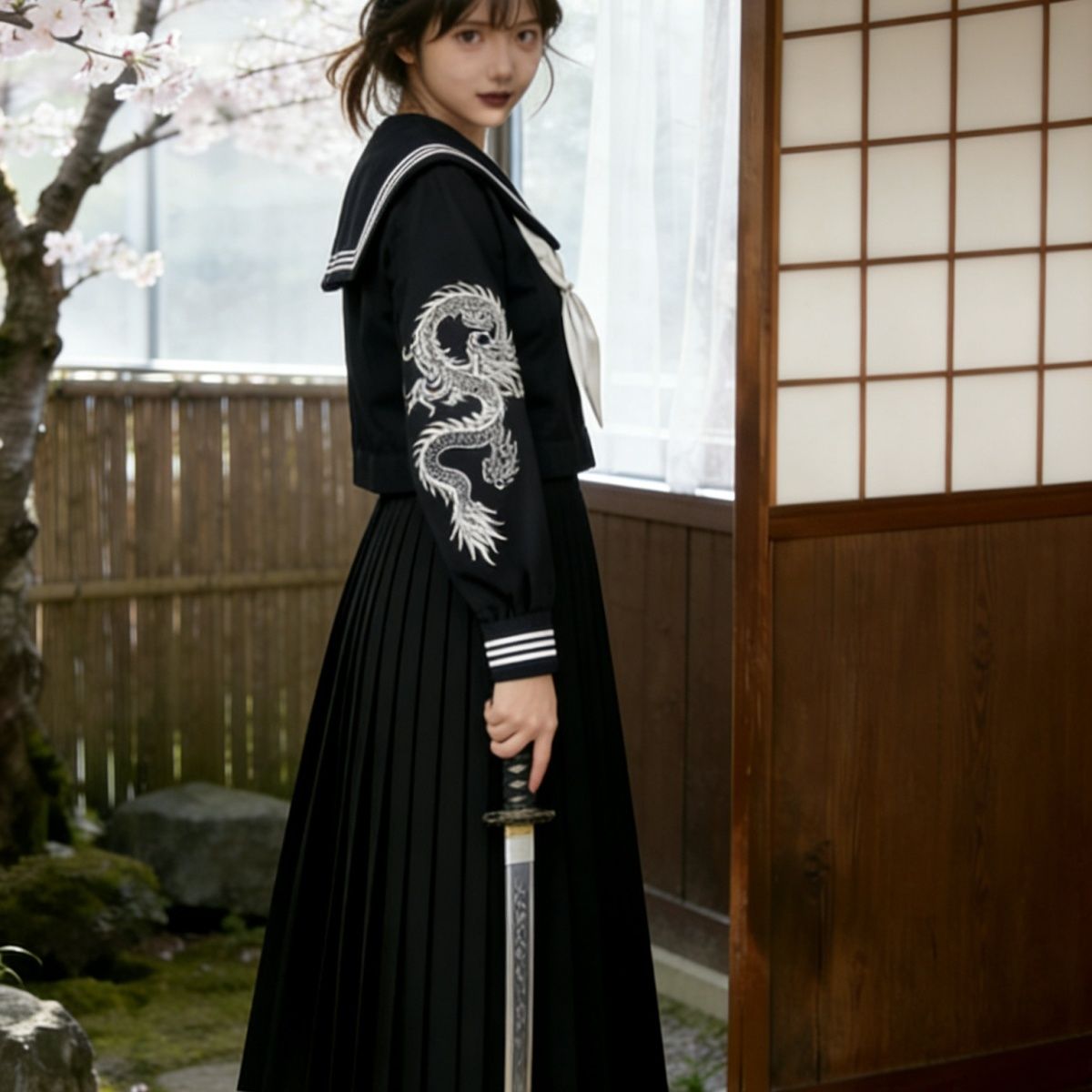 Japanischer Dark Goth Punk Mat – Embroidery Uniform Bewertung und Preis