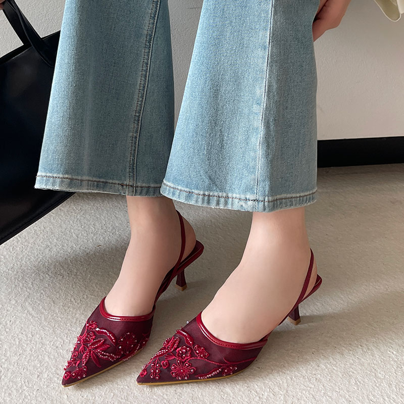 2026 elegante Slingback-Sandal – Embroidery Flower Bewertung und Preis