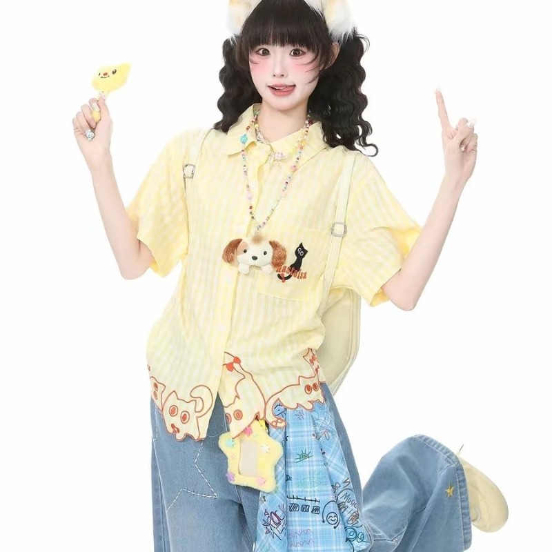 Kimutomo Damenblusen mit Katze – Embroidery On Shirt Bewertung und Preis