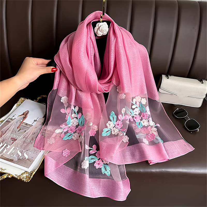 Frauen Seide Wolle Schal Flora – Embroidery Hijab Bewertung und Preis