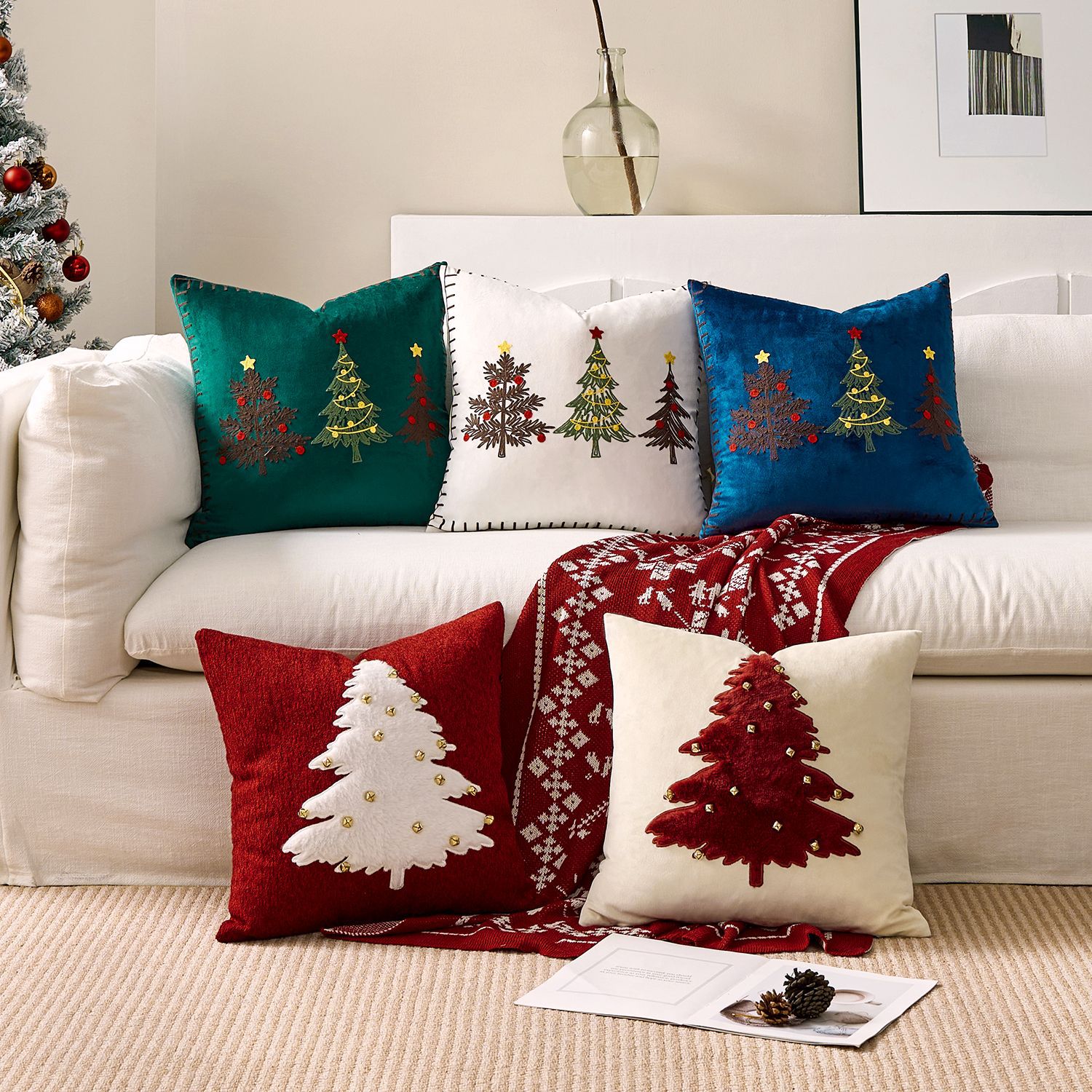 1pc Stickerei Kissenbezug Weih – Embroidery Xmas Tree Bewertung und Preis