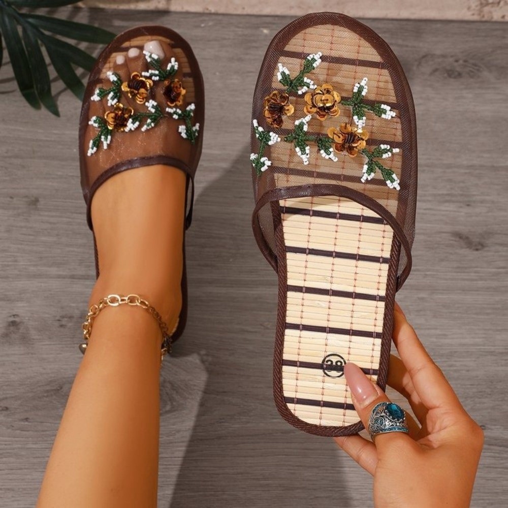 Modische Sandalen mit Blumenst – Embroidery Flower Bewertung und Preis