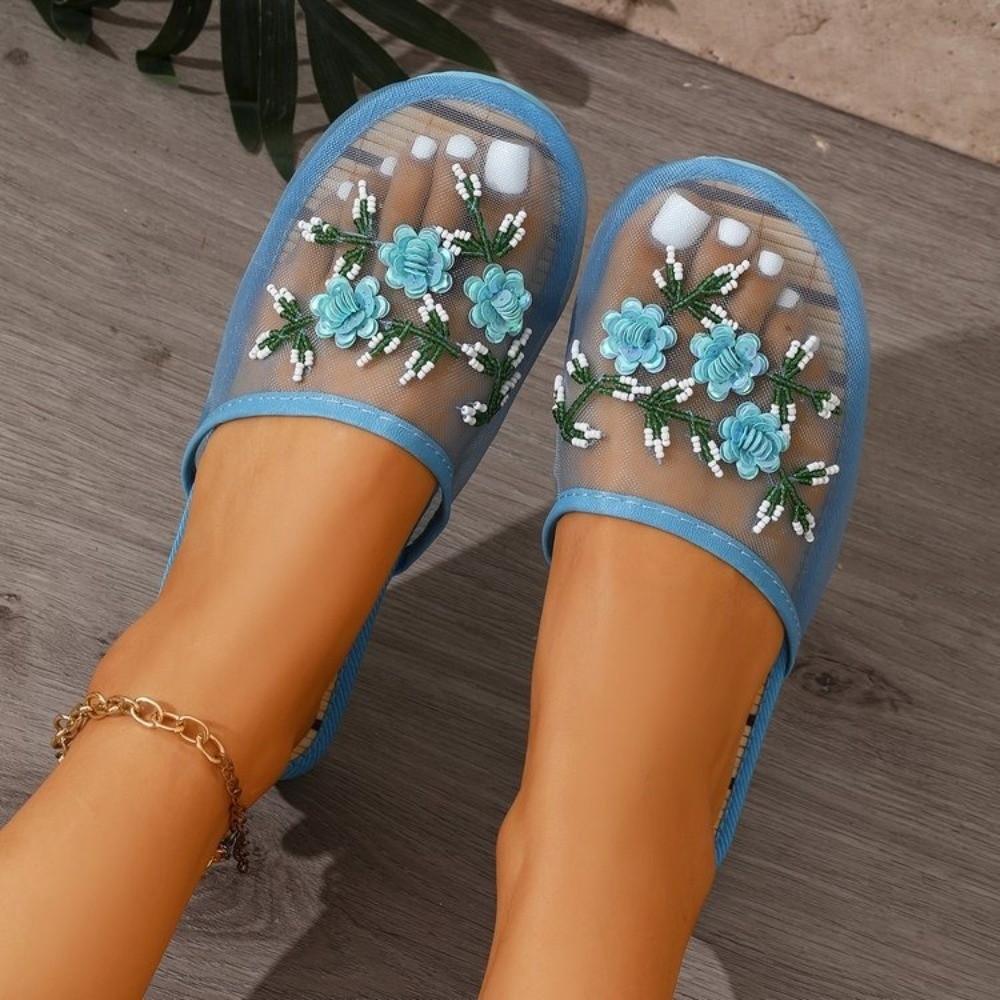 Modische Sandalen mit Blumenst – Embroidery Flower Bewertung und Preis