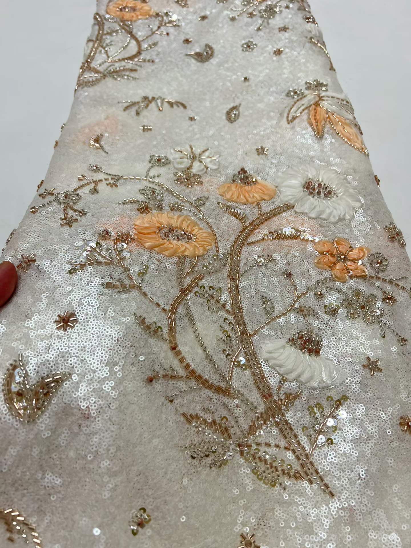 5 Yards afrikanischer Spitzens – Embroidery Net Fabric Bewertung und Preis