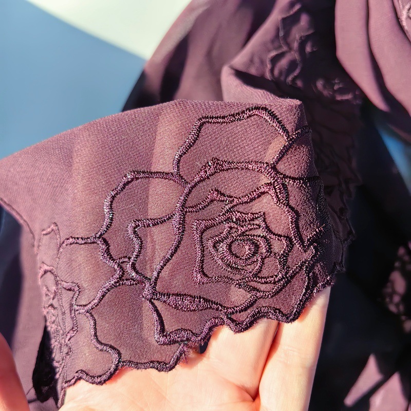 Lila Chiffon Hijab Schals für  – Embroidery Hijab Bewertung und Preis