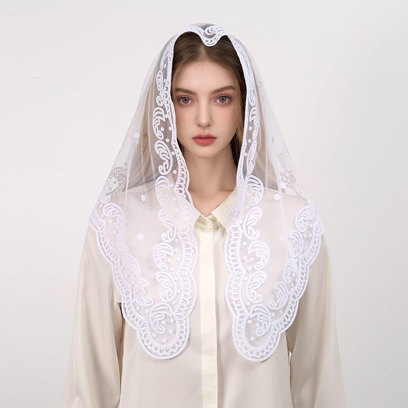 1Pc frauen Elegante Einfarbig  – Embroidery Hijab Bewertung und Preis