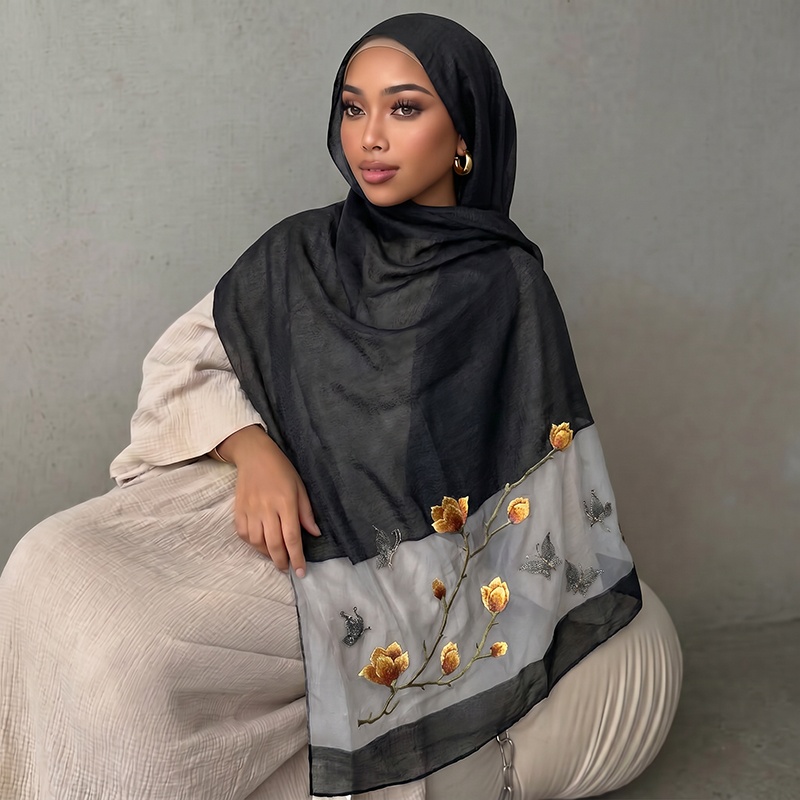 Schal mit Blumendruck Hijab Ba – Embroidery Hijab Bewertung und Preis